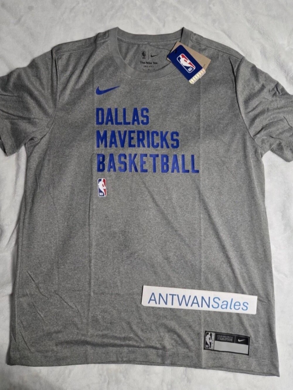 Nike Dallas Mavericks Team Issue NBA Pregame Warmup Shirt Gray Mens Size Large